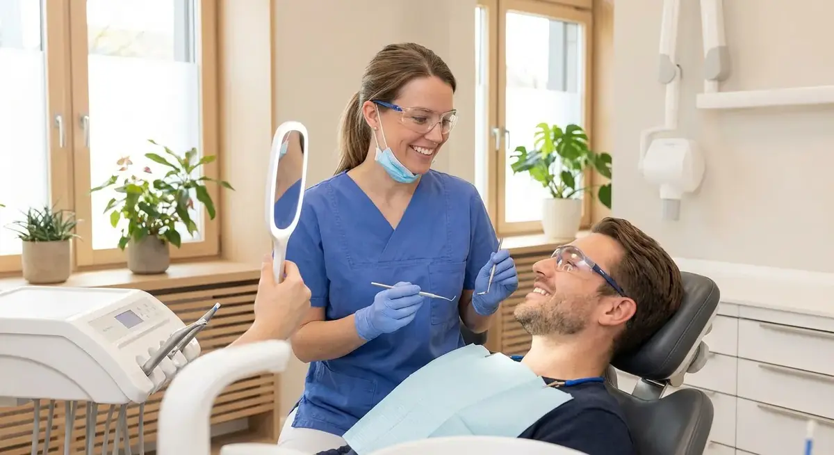 Dentist examining patient