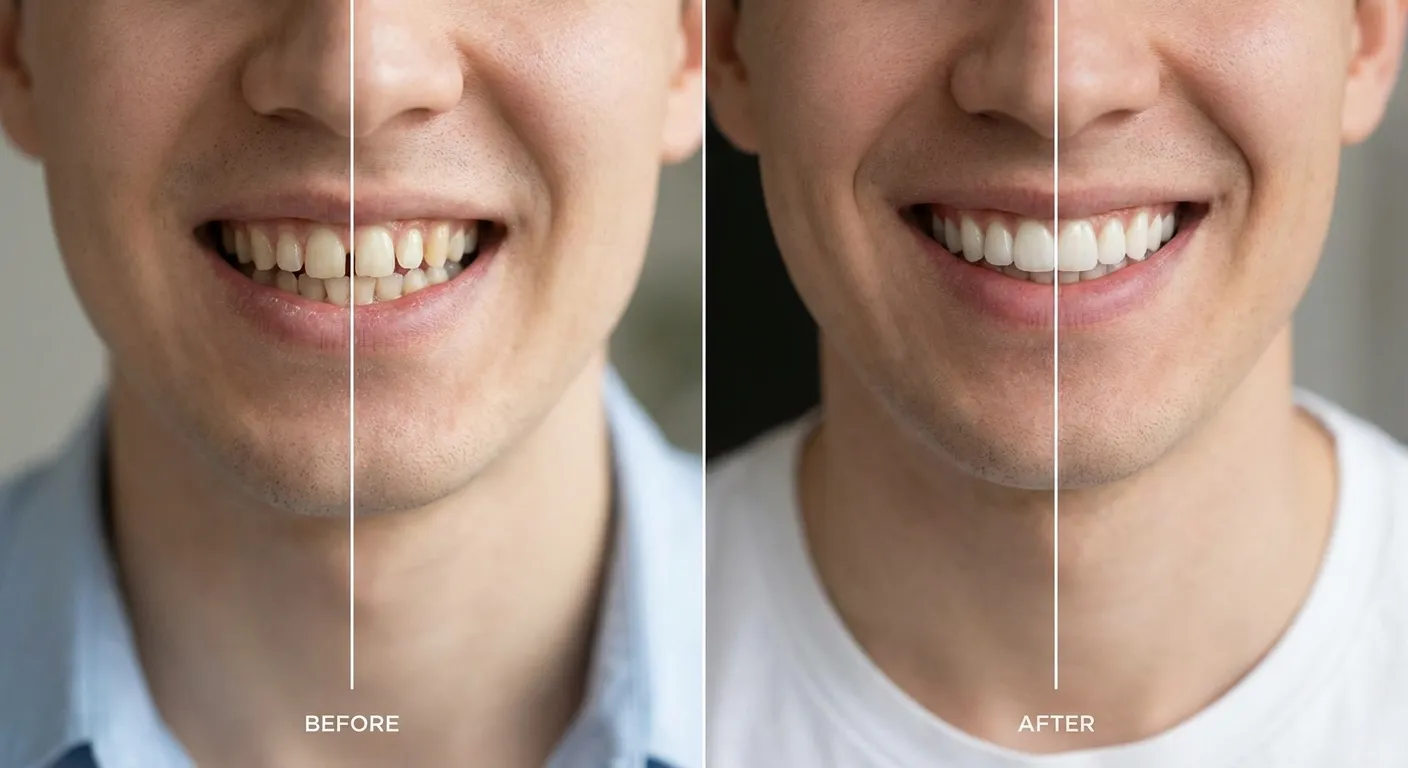 Veneer smile transformation before and after