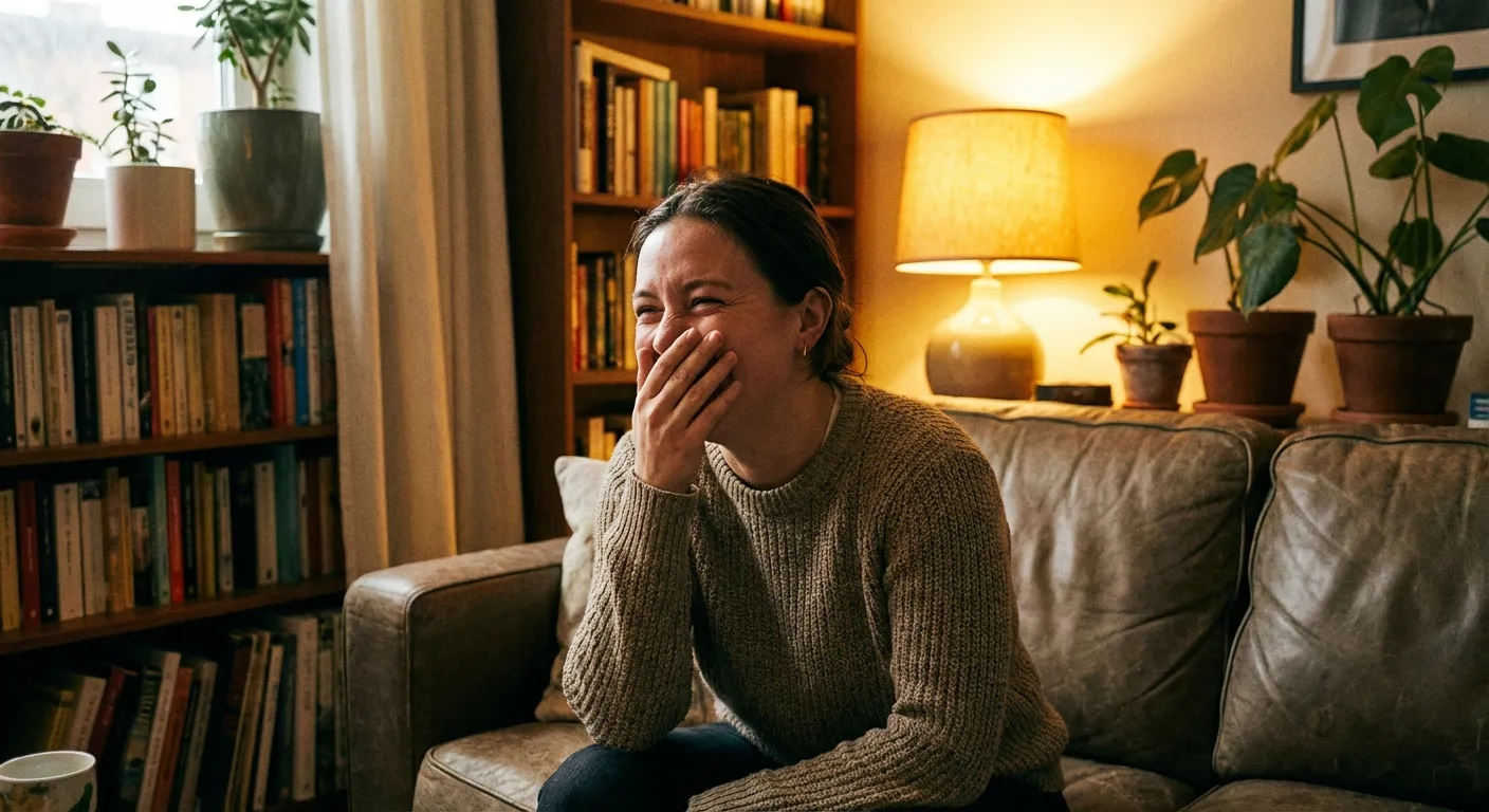 Person hiding their smile