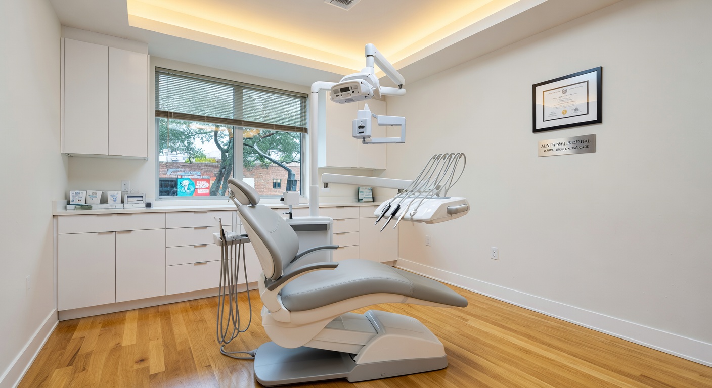 Modern dental treatment room at Cool Creek Family Dental in Austin TX